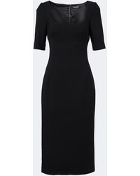 Dolce & Gabbana - Virgin Wool Crepe Midi Dress - Lyst
