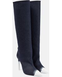 Tom Ford - Bleached Denim Knee-high Boots - Lyst