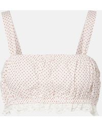 Posse - Top Raccourci Marlowe En Coton Et Dentelle A Pois - Lyst
