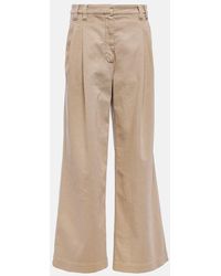 Brunello Cucinelli - Pantalones anchos de algodon plisados - Lyst