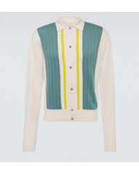 King & Tuckfield Striped Wool Cardigan - Green