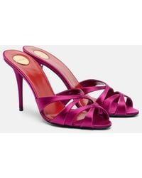 Saint Laurent - Crãªpe Satin Chandelle Mules Sandals - Lyst
