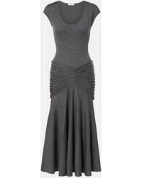 Alaïa - Sculpting Panel Wool Midi Dress - Lyst