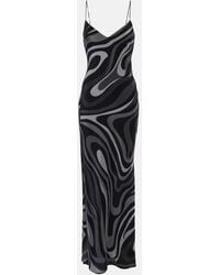 Emilio Pucci - Printed Silk Crepe V-neck Long Dress - Lyst