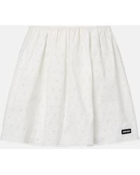 Miu Miu - Cotton And Linen-Blend Poplin Miniskirt - Lyst