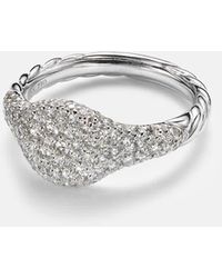 David Yurman - Anillo De Menique Petite Pave De Oro Blanco De 18 Ct Con Diamantes - Lyst
