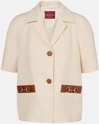 Gucci - Blazer Horsebit Aus Leinen-Canvas Mit Leder - Lyst