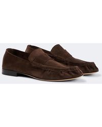 The Row - Suede Penny Loafers - Lyst