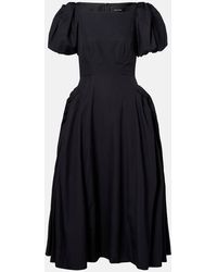 Simone Rocha - Vestido Midi En Popelin De Algodon - Lyst