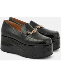 Ganni - Croc-Effect Faux Leather Platform Loafers - Lyst