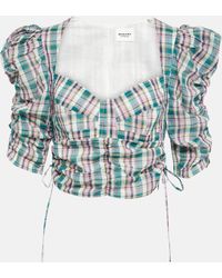 Isabel Marant - Galaor Checked Cotton Crop Top - Lyst