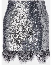 JACQUES WEI - Lace-Trimmed Sequined Miniskirt - Lyst
