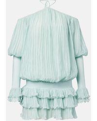 Blumarine - Plisse Silk Chiffon Minidress - Lyst