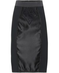 Dolce & Gabbana Falda tubo de satén y encaje - Negro