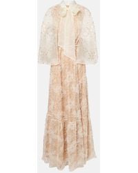 Self-Portrait - Embroidered Caped Gown - Lyst