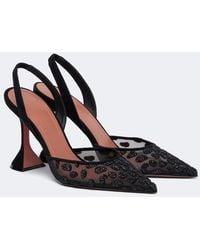 AMINA MUADDI - Holli Embellished Mesh Slingback Pumps - Lyst
