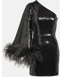 Rebecca Vallance - Nika Sequined Feather-Trimmed Minidress - Lyst