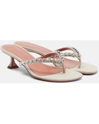 AMINA MUADDI - Gigi Embellished Canvas Thong Sandals - Lyst