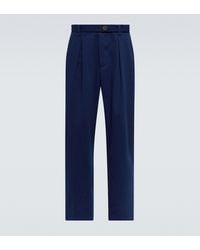 King & Tuckfield Cotton Pleated Trousers - Blue