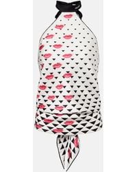 Prada - Printed Silk Twill Halterneck Top - Lyst