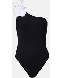 Karla Colletto - Tess One-Shoulder Floral-Applique Swimsuit - Lyst