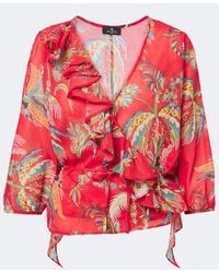 Etro - Floral Cotton Wrap Top - Lyst