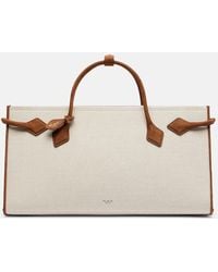 Alaïa - Le Teckel Leather-Trimmed Canvas Tote Bag - Lyst