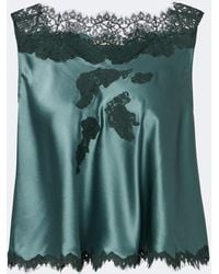Doen - Valerina Lace-Trimmed Silk Satin Top - Lyst