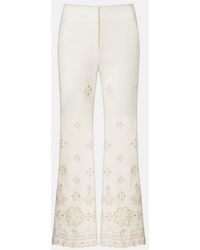 Veronica Beard - Komi Eyelet Cotton Twill Flared Pants - Lyst