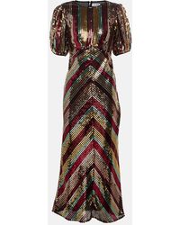 RIXO London - Daisy Sequined Midi Dress - Lyst
