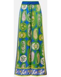 ALÉMAIS - Pantalones Anchos De Saten De Seda - Lyst