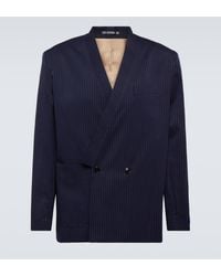 KENZO - Pinstripe Cotton And Linen Jacket - Lyst