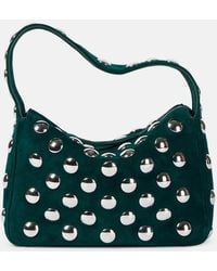 KHAITE - Elena Small Studded Suede Shoulder Bag - Lyst
