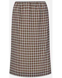 Prada - Falda Midi En Mezcla De Seda A Cuadros - Lyst