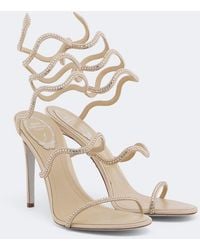 Rene Caovilla - Cleo Crystal-Embellished Satin Sandals - Lyst