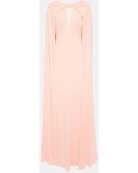Monique Lhuillier - Caped Keyhole Satin Gown - Lyst