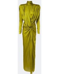 Balmain - Draped Silk Satin Maxi Dress - Lyst