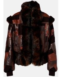 Chloé - Patchwork Leather And Shearling Jacket - Lyst