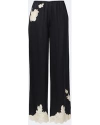 Doen - Lavon Lace-Trimmed Silk Satin Wide-Leg Pants - Lyst
