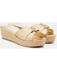 Jimmy Choo - Leda Metallic Leather Espadrille Wedges - Lyst