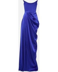 Alex Perry - Strapless Draped Satin Gown - Lyst