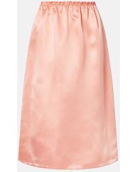 Prada - Silk Midi Skirt - Lyst