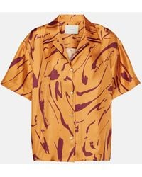Asceno - Camisa De Sarga De Seda Estampada - Lyst