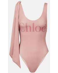 Chloé - Knotted Logo Swimsuit - Lyst