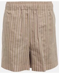 Brunello Cucinelli - Striped Mid-rise Cotton-blend Shorts - Lyst