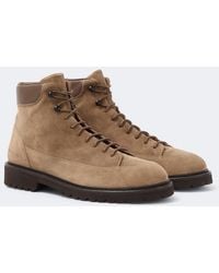 Common Projects - Hiker Leather-Trimmed Suede Lace-Up Boots - Lyst