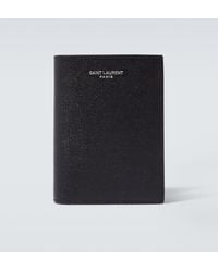 Saint Laurent - Cartera Plegable De Piel Con Logo - Lyst