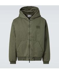 Miu Miu - Logo Cotton Gabardine Zip-Up Hoodie - Lyst