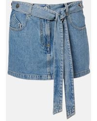 The Attico - Belted Denim Miniskirt - Lyst