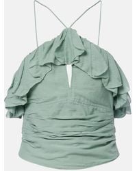 Isabel Marant - Djimia Halterneck Cotton-Blend Voile Top - Lyst